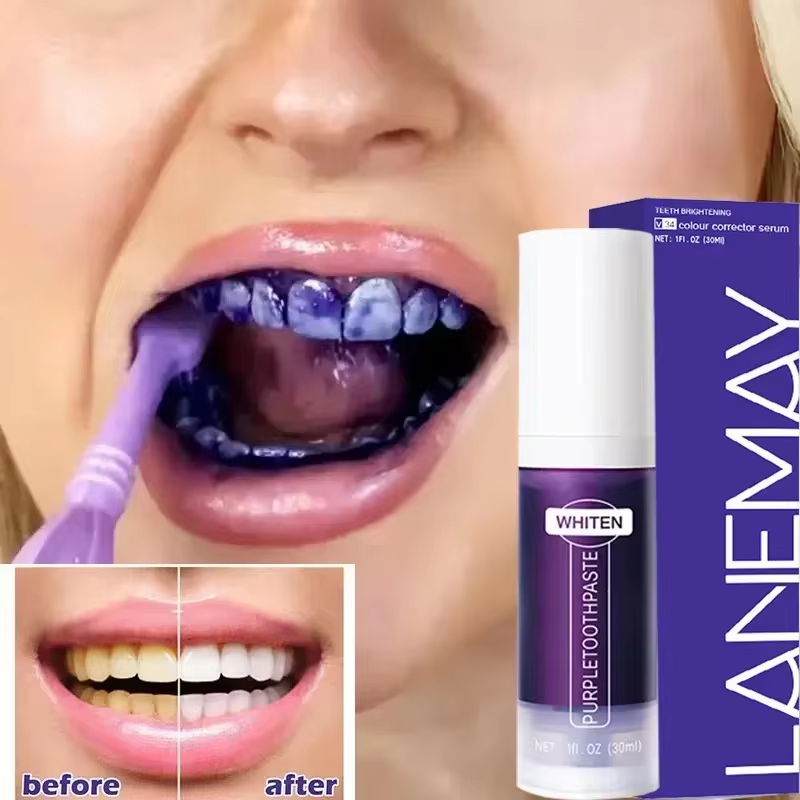 Purple Toning Shampoo - V34 Paarse Tanden Whitening Tandpasta Verwijderen