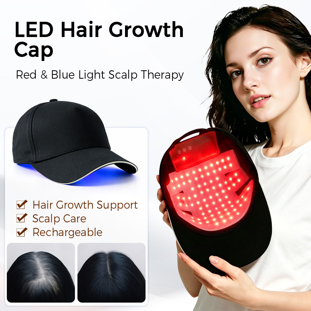 Hair Care Frizzy Hair - LED Haar Groei Cap Rood Blauw