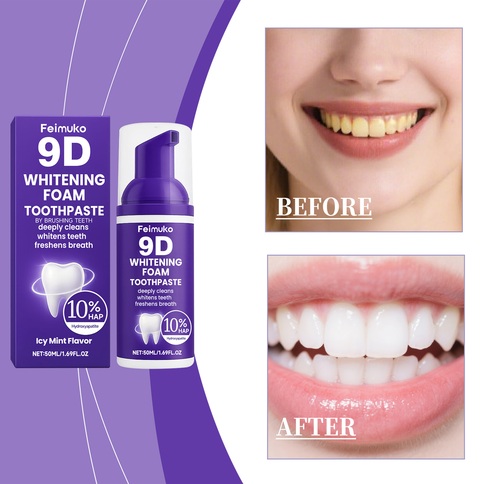 9D Paarse Tand Mousse WHITENIN - Purple Toning Shampoo recensie en prijs