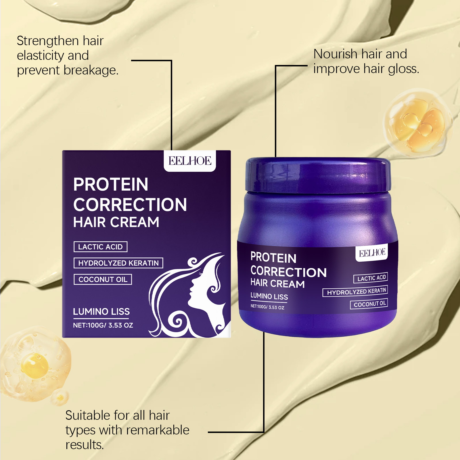 Proteïne Haarstrekcrème met Si - Hair Care Keratin recensie en prijs
